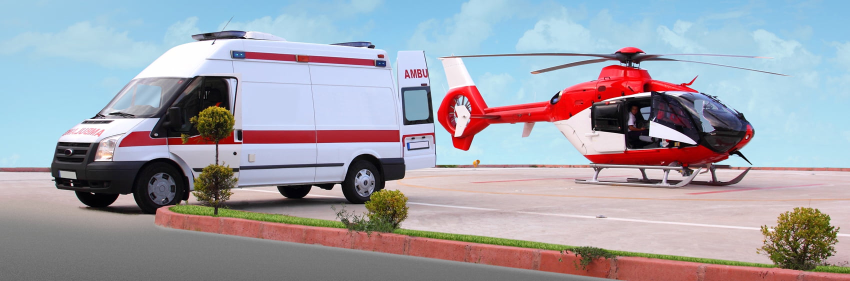 hélicoptère et ambulance
